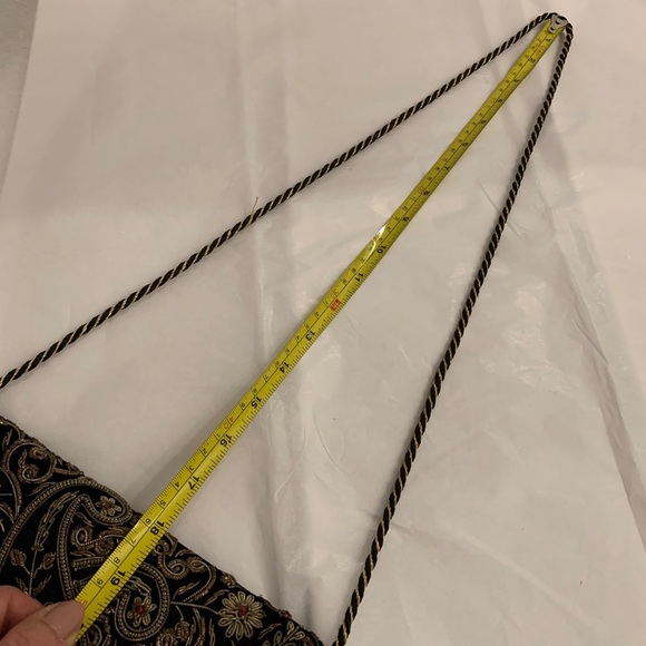 Black velvet and Embroidered mini shoulder bag or clutch. - Picture 14 of 16